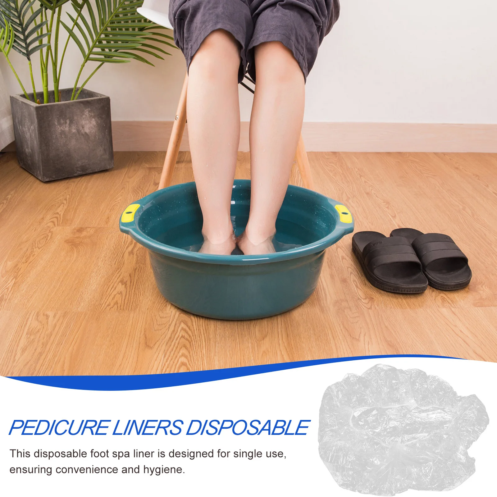 100 قطعة باديكير سبا بطانات المتاح حوض القدم بطانات كبيرة الحجم قوية مرنة تناسب جميع الحمامات القياسية صالون الصف باديكير