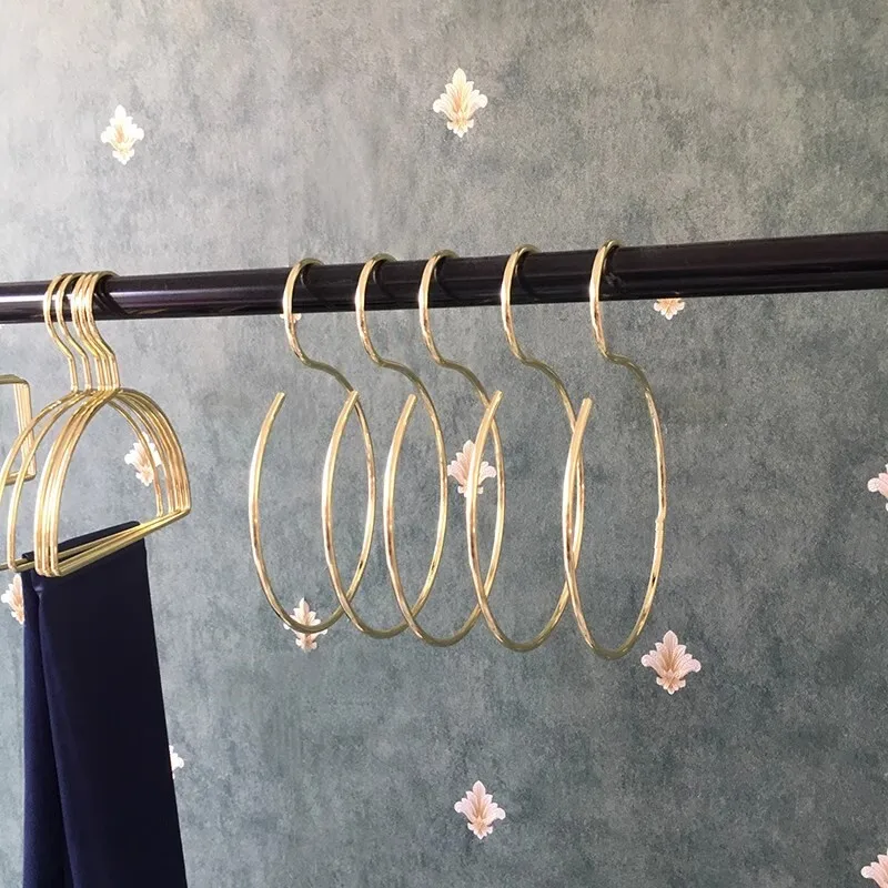 Nordic Gold Multi-function Scarf Hanger & Ring Holder Commercial Shawl Display Rack Closet Organizer for Clothing Store Retail