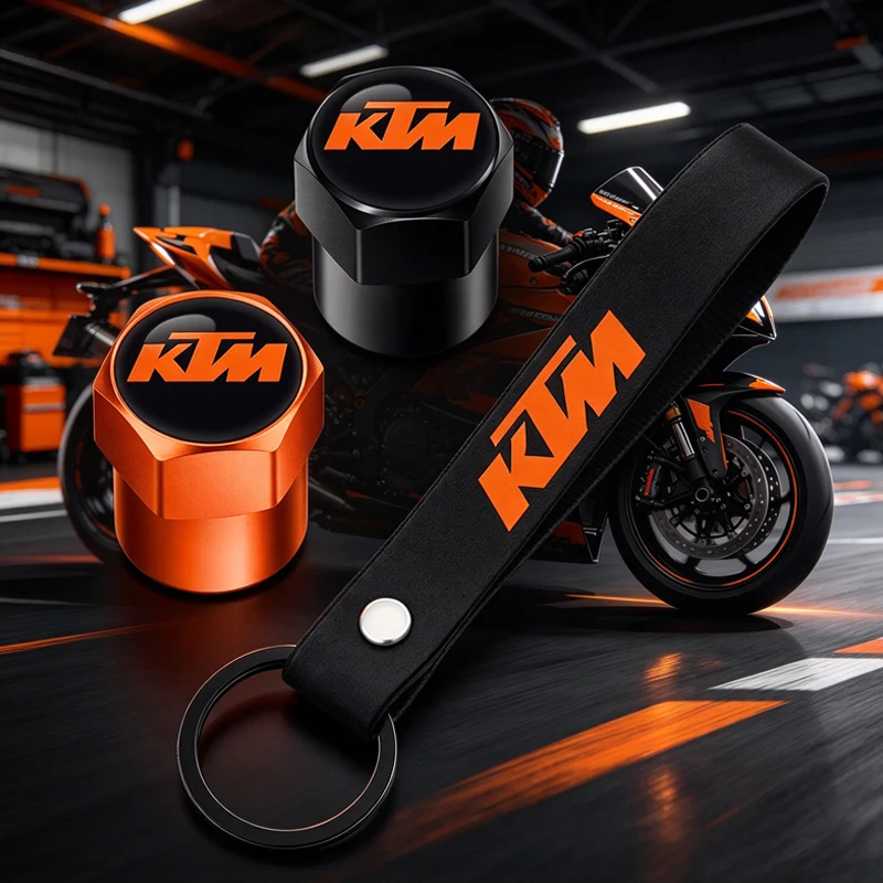 Motorcycle Suede Keychain with Tire Valve Cap for KTM 390 200 790 890 690 250 125 990 300 Duke ADV Accessories