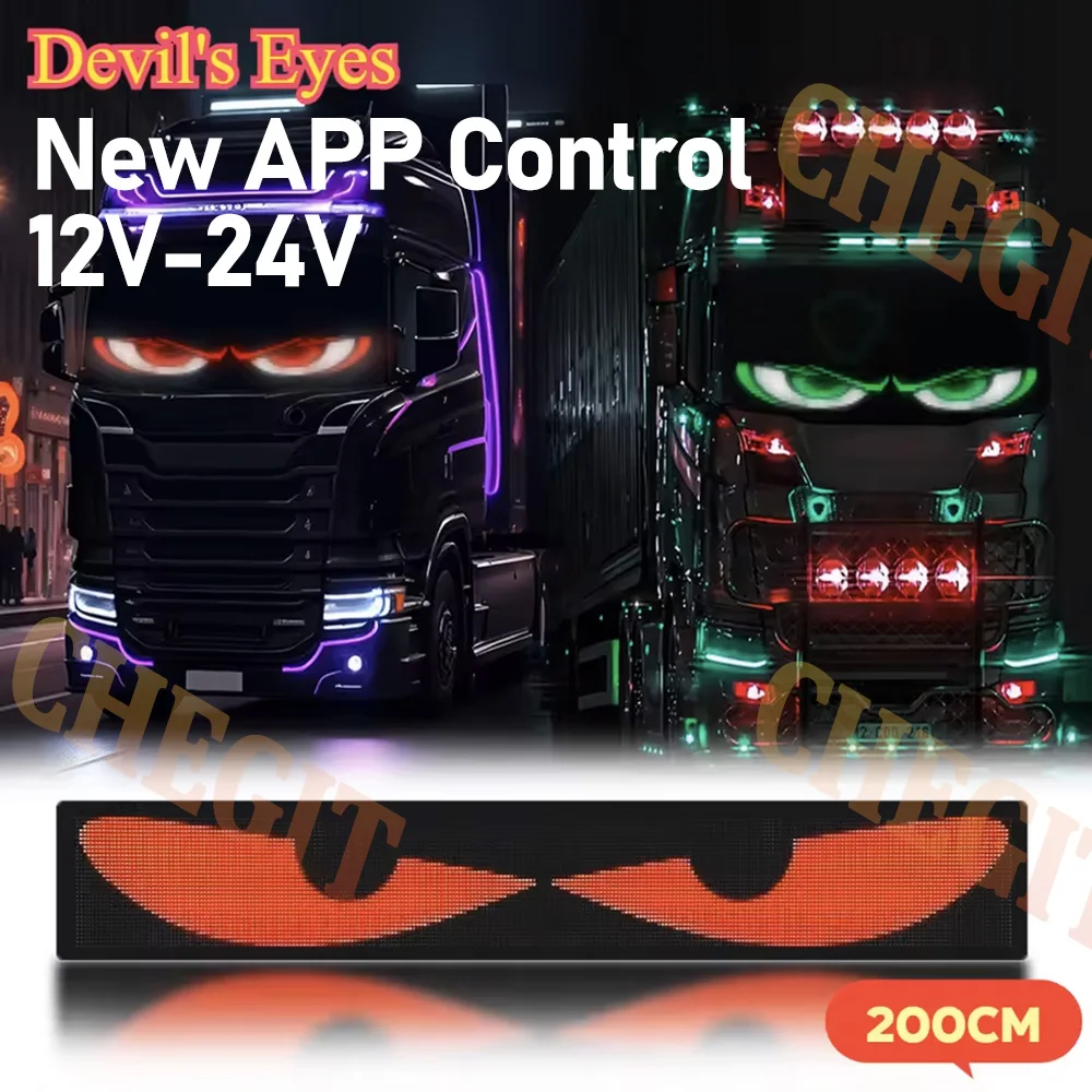 2M Grote Demon Eyes APP LED Logo Auto APP DIY Programmeerbare Flexibele LED Display voor Auto Vrachtwagen Accessorie LED Matrix Pixel Paneel