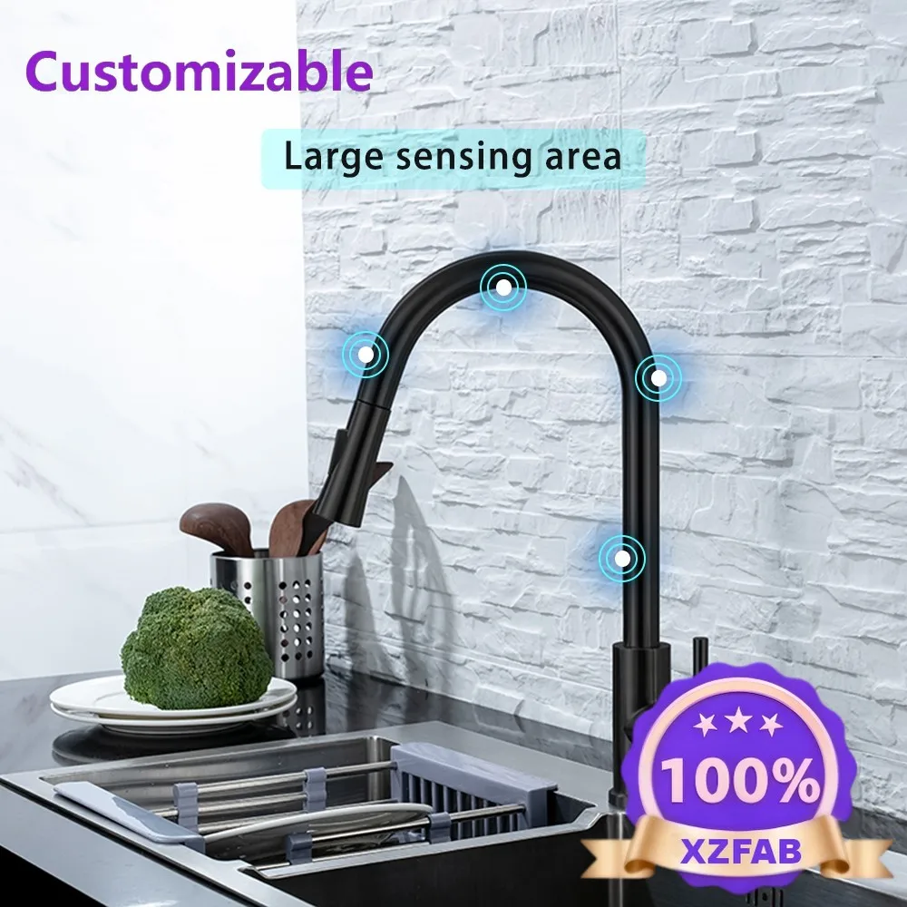 Factory Direct 2026 Touch Kitchen Faucet Pull Out Brushed Nickle Sensor Stainless Steel Black Smart Induction Mixed Tap Touch