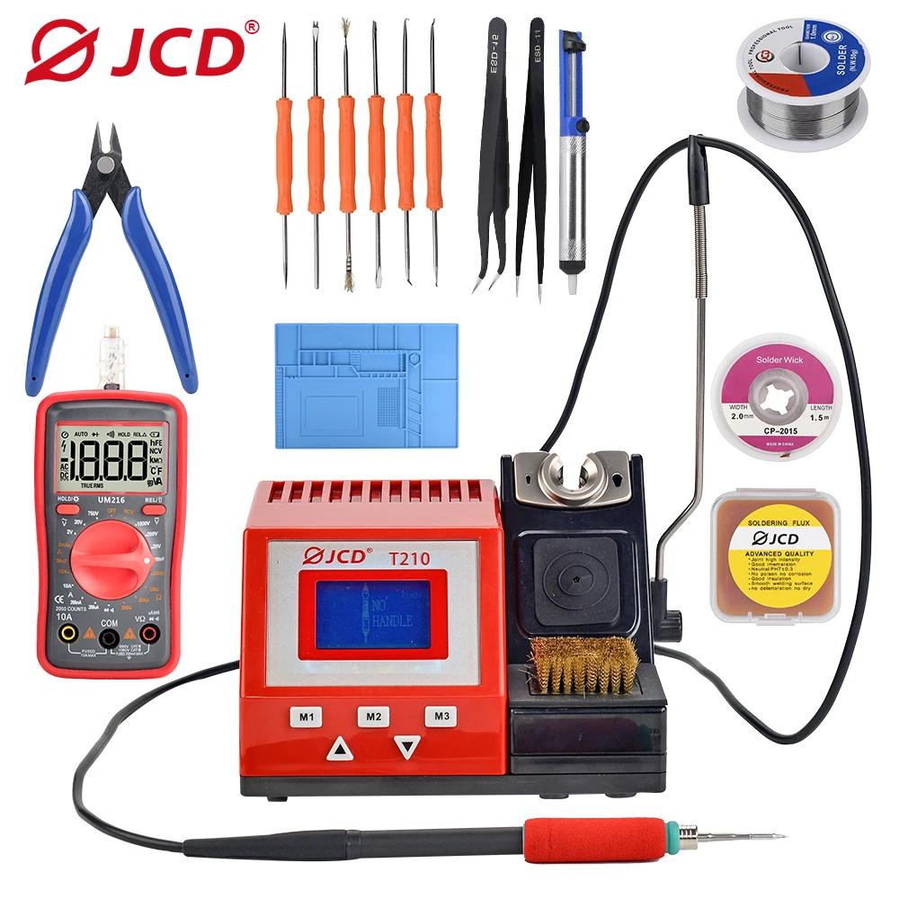 

JCD T210 Soldering Station Kits LCD Display Adjustable Temperature 85W Soldering Iron 1.5S Quick Heating Welding Rework Station