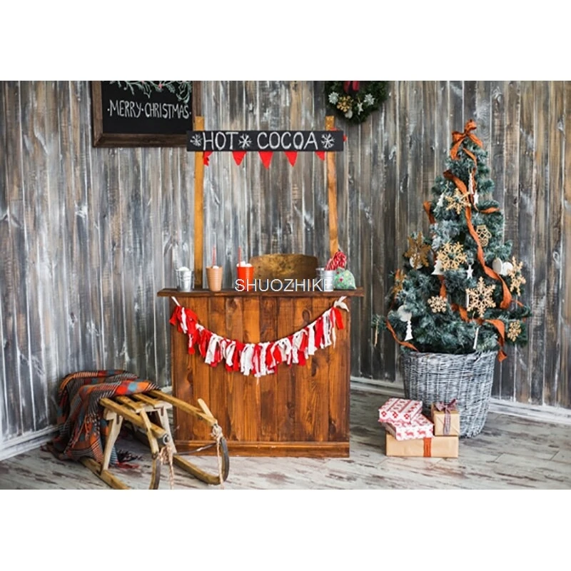 SHUOZHIKE-Art Tecido Natal Tema Fotografia Fundo, Crianças Retrato Cenário, Photo Studio Props, 1911 CXZM-43
