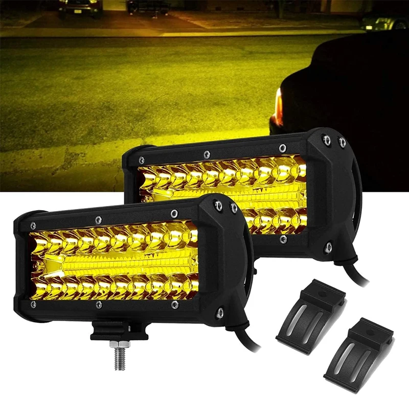 

7-дюймовый светодиодный янтарный световой бар для бездорожья, комбинированный луч, противотуманные фары для вождения, водонепроницаемые для UTV, ATV, джипа, грузовика, лодки