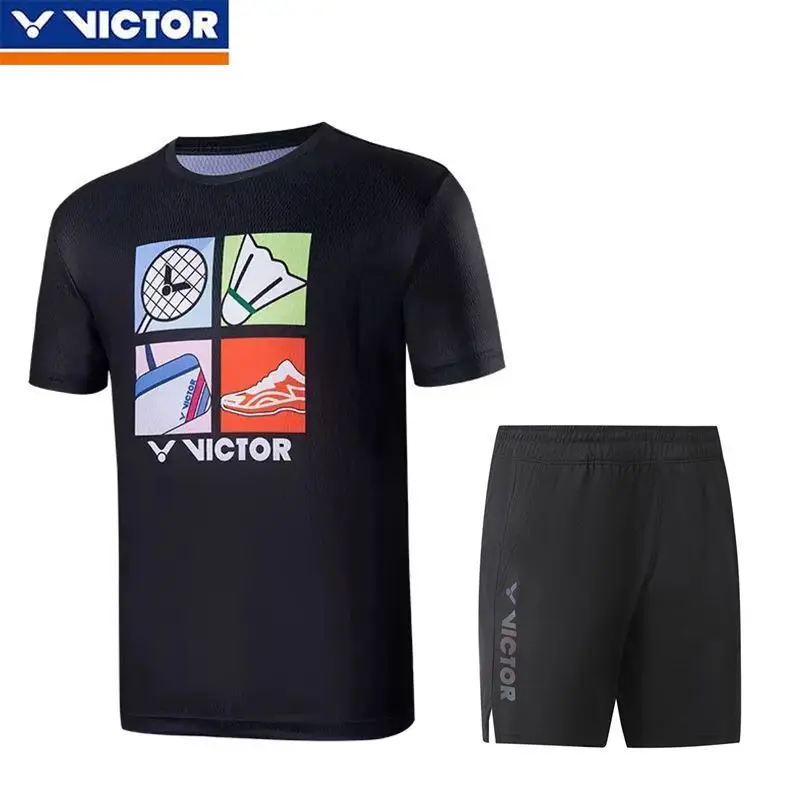 Victor 2024 summer badminton jersey quick-drying breathable men's and women's training series cultural shirt sports T-shirt