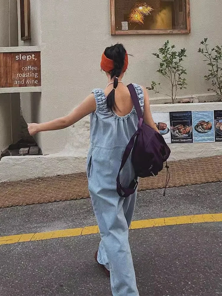 acão Jeans F Novo de Verão com Design Moderno, Calça Plona Solta Casual de Cintura Alta e Espura Padrão
