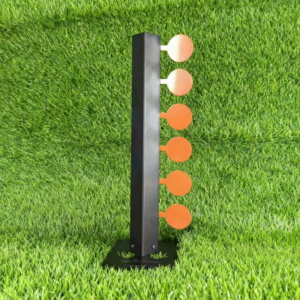 Duellbaum-Zielscheibe aus Kohlenstoffstahl – 6 orangefarbene Metallzielscheiben (3 mm Dicke). Air Soft BBs Ziel ETC. – Detail 7