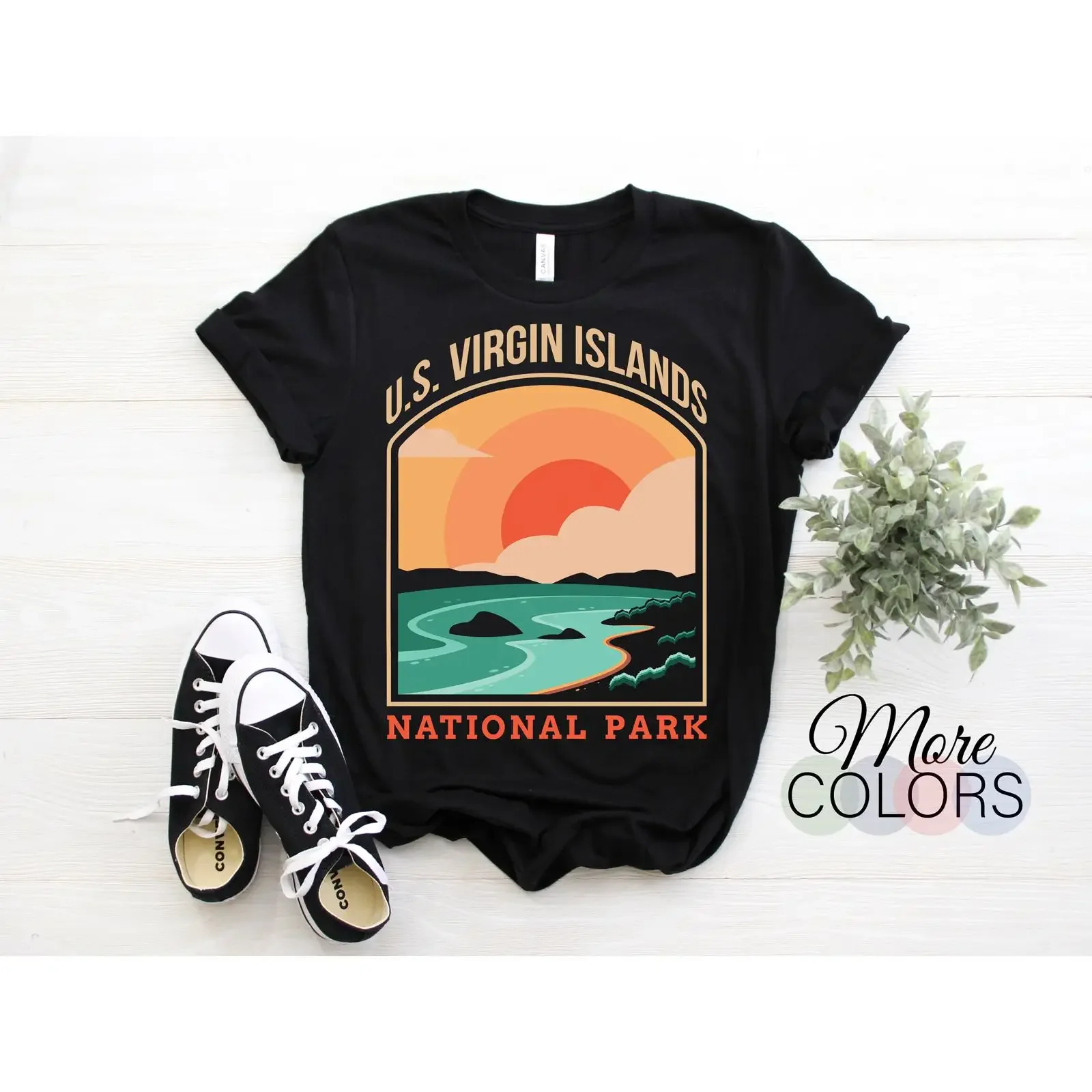U S Virgin Islands National Park Vintage T Shirt Caribbean Travel Souvenir Camping Hiking for Lover vintage Washed Stylish