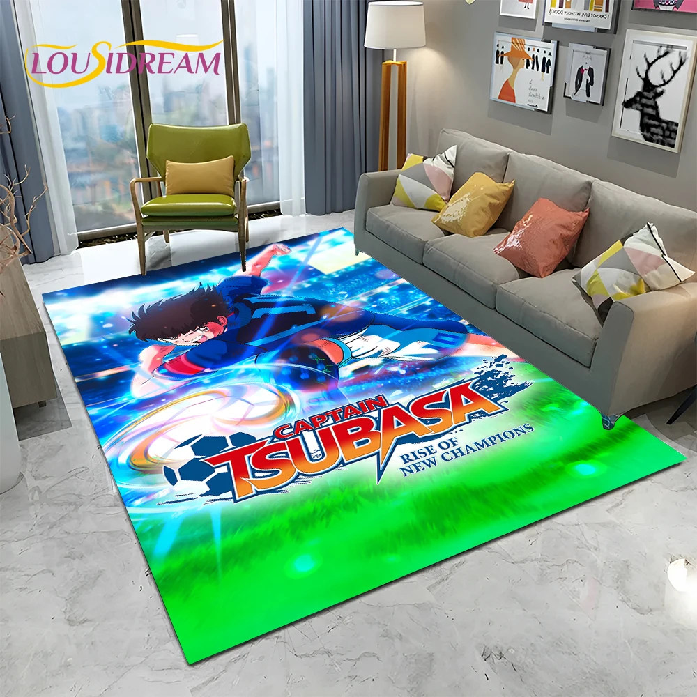 Captain Tsubasa Anime Soccer Cartoon Carpet Rug for Home Living Room Bedroom Sofa Doormat Decor,kids Area Rug Non-slip Floor Mat