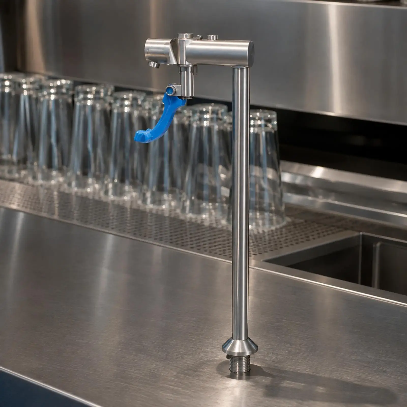 Counter Top Beverage Dispenser Faucet for Cafe Cup Rinser and Water Outlet Single Lever 304 Stainless Steel Bar Sink Tap