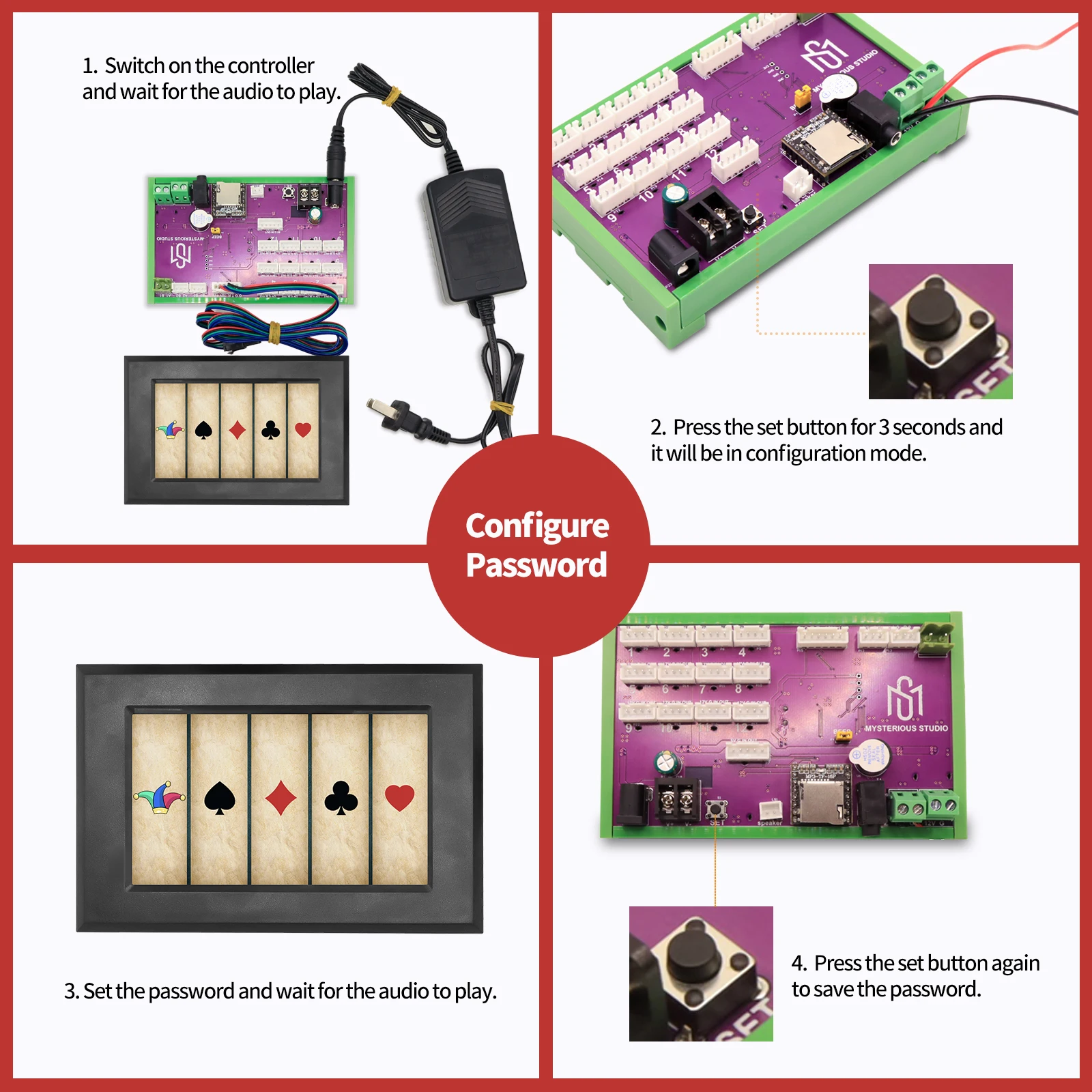 Mysterieuze Studio Escape Room Rekwisieten Elektronisch puzzelspel Schitterend 1987, GY Smart Screen Poker Edition