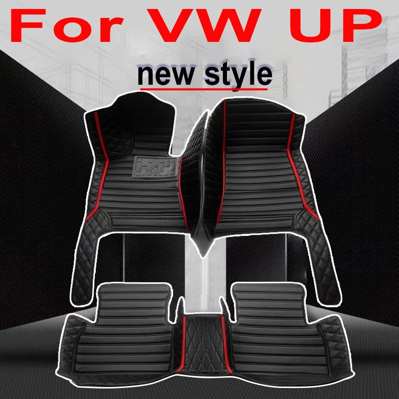 Custom Automotive Car Floor Mats For VW UP 2014 2015 2016 2017 Auto Luxury Leather Men Women Car Mats Full Coverage