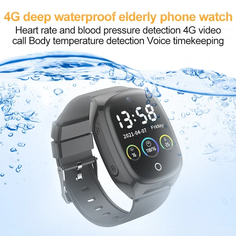 D300 4G Elderly Smart Watch Anti-lost GPS SOS Tracker Locator Heart Rate Blood Pressure Smartwatch for Elder Women Men Safety