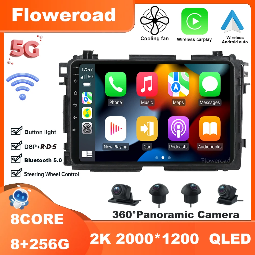 For Honda HR-V HRV XRV Vezel 2013-2019 Android13 Car Radio Multimedi Video Player Navigation stereo Carplay Auto 5GWiFi BT