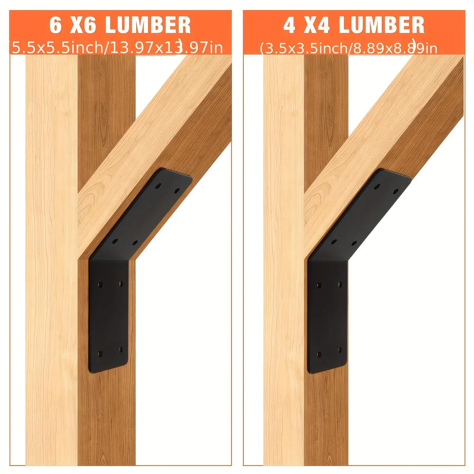 4Pcs 45 Degree Angle Brackets Post to Beam Connector Weather Resistant Inside Mount for Garden Shed Wooden Post Gazebos Decks