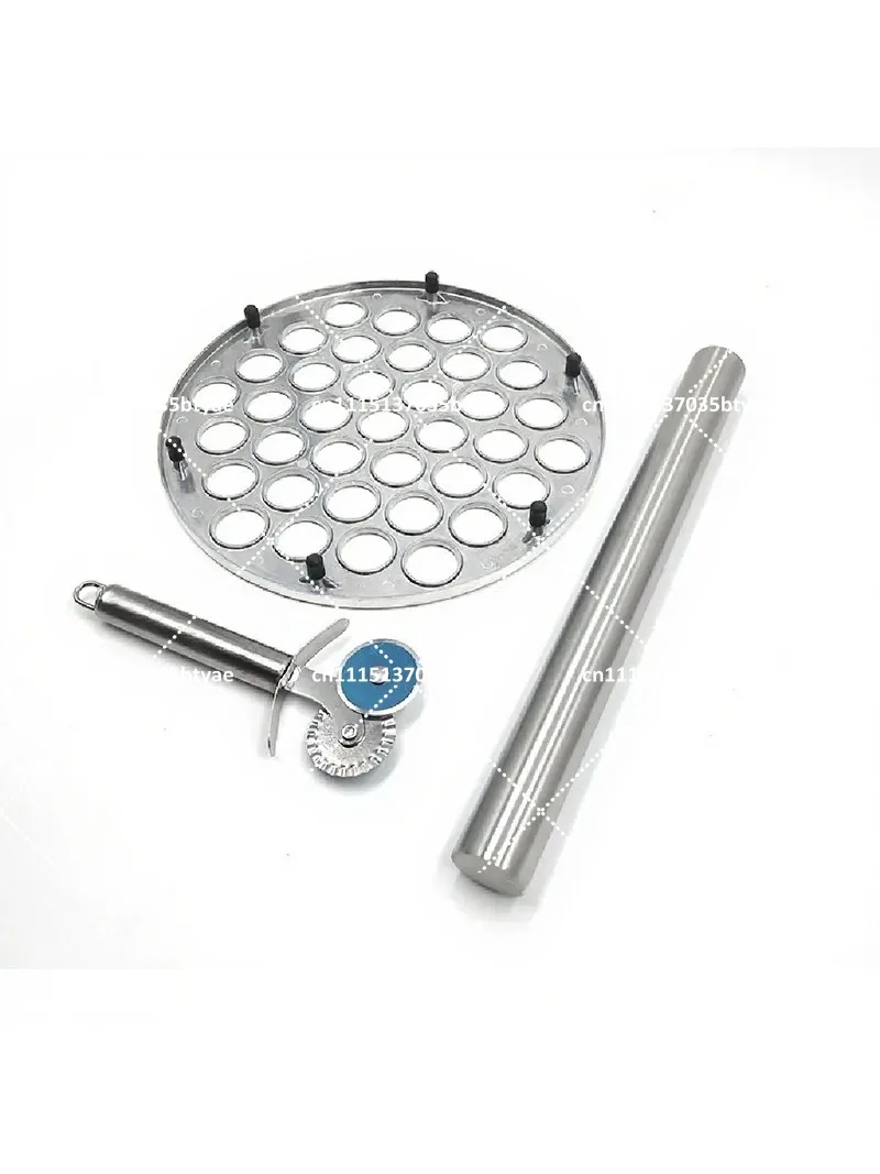 Stainless Steel Dumpling Mold, Aluminum Clamp Dumpling Maker, Cutting Knife & Rolling Pin Tool Set