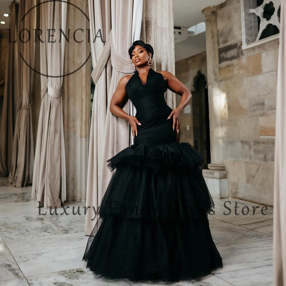 Simple Halter Prom Dresses 2025 Tulle Pleats Mermaid Elegant Evening Party Gowns Customized Sleeveless vestidos largos fiesta