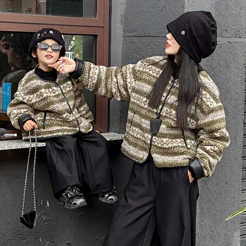 

Christmas Mother and Son Daughter Winter Jacket Mom and Baby Warm Thick Coat Fashion Mommy and Me Clothing Parent-child Clothes