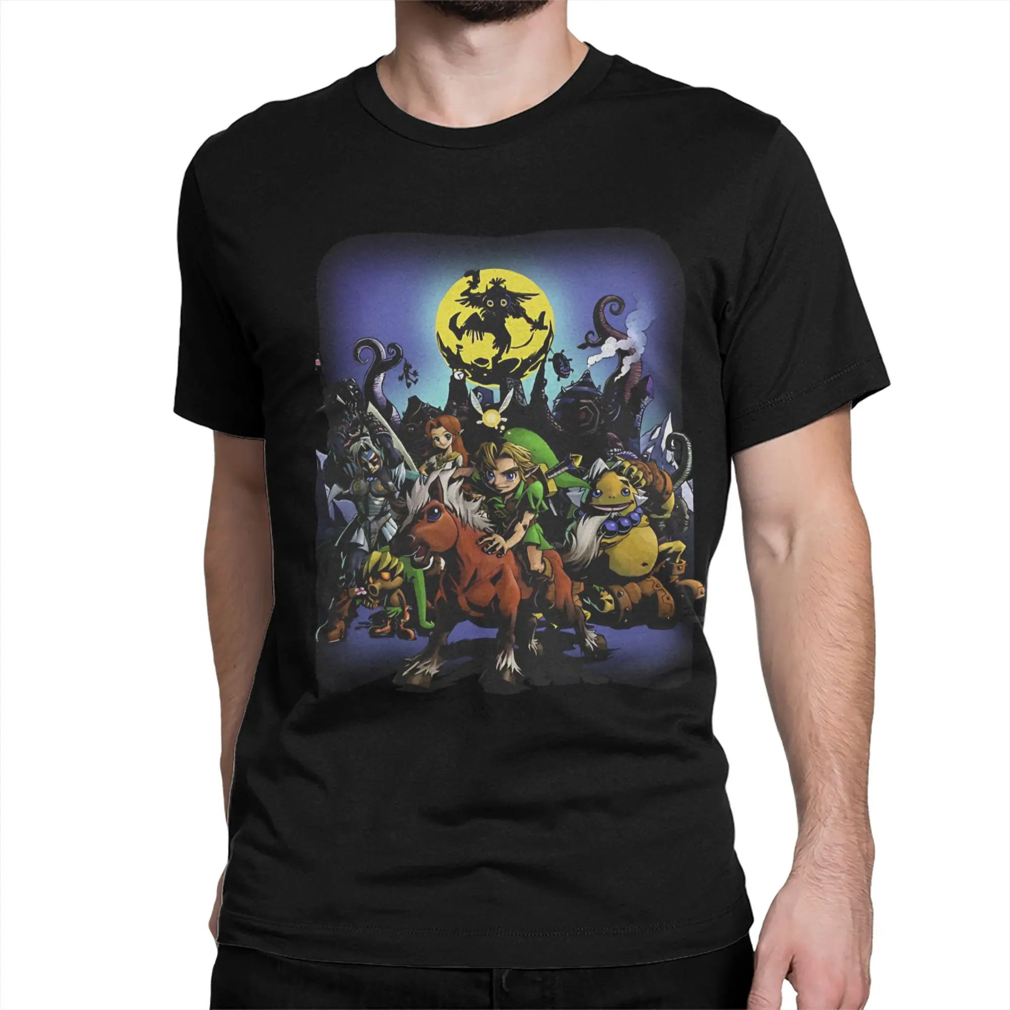 Majora's Mask Link & Friends Full Moon Zeldas Legend T Shirts for Men Women Cotton T-Shirts O Neck Tees Short Sleeve Clothing