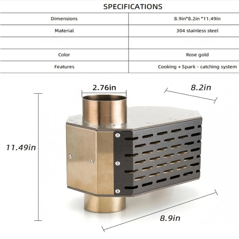 Chimney Platform with Spark Arrestor and Cooking platform with Tent Protection for Wood Burning Stove with 70mm Diameter chimney