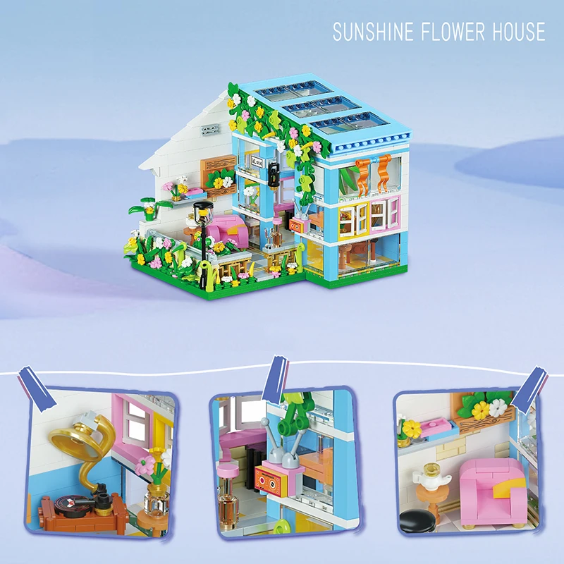 Flower House Building Block Sets, Girls Mini Greenhouse Apartment Dreamhouse Study Reading Room Bricks Kit Christmas Xmas Gifts