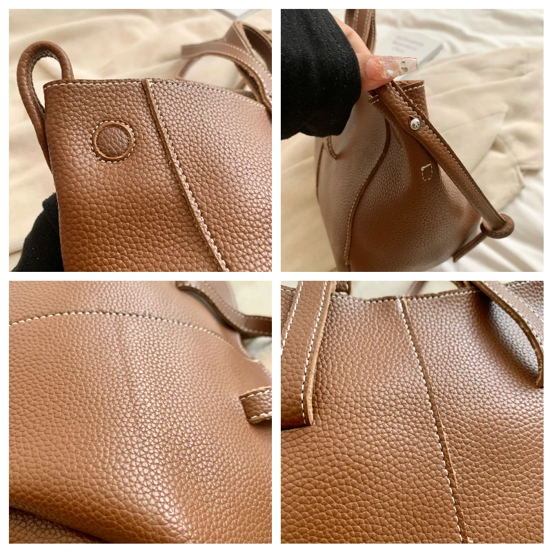 Vintage Women Shoulder Bag PU Leather Handbag Chic Tote Underarm Bags Leisure Women's Grocery Bags Clutch Designer Luxury Bolsa image 6
