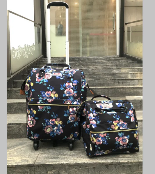 Women Rolling luggage Suitcase Travel Trolley Bag Wheels Wheeled backpack Carry On Hand Luggage Bag Trolley Luggage bag sets