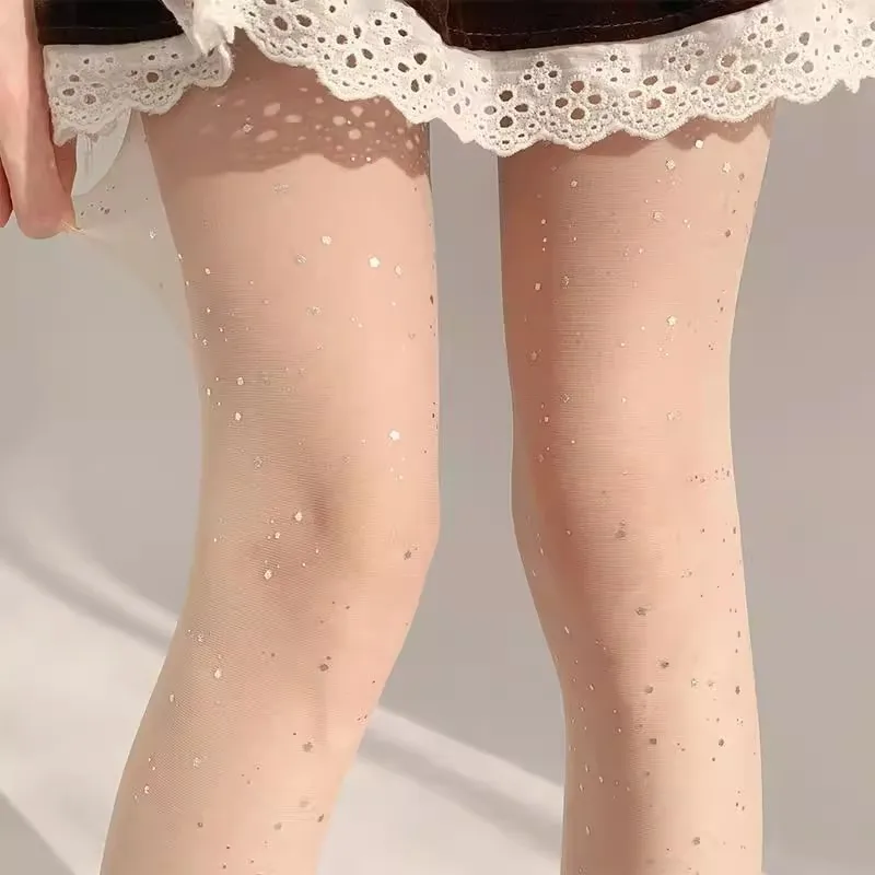 

Sexy Shiny Tights For Women Sequin Flash Pantyhose Female Stretch Mesh Silk Stockings Fashion Versatile Babysbreath Long Socks