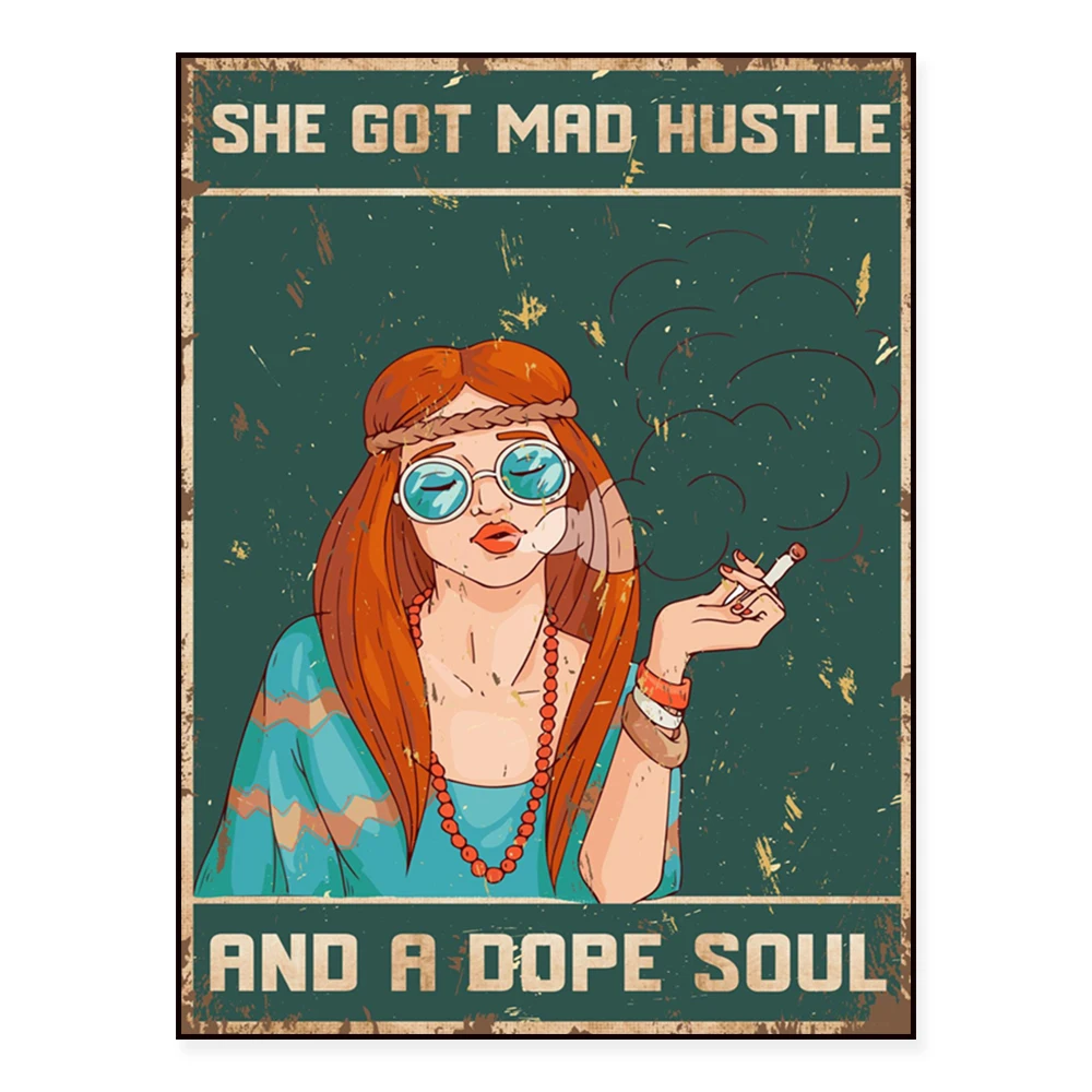 She has a crazy hustle and a dull soul print, soul hippie bohemian vintage poster home decor