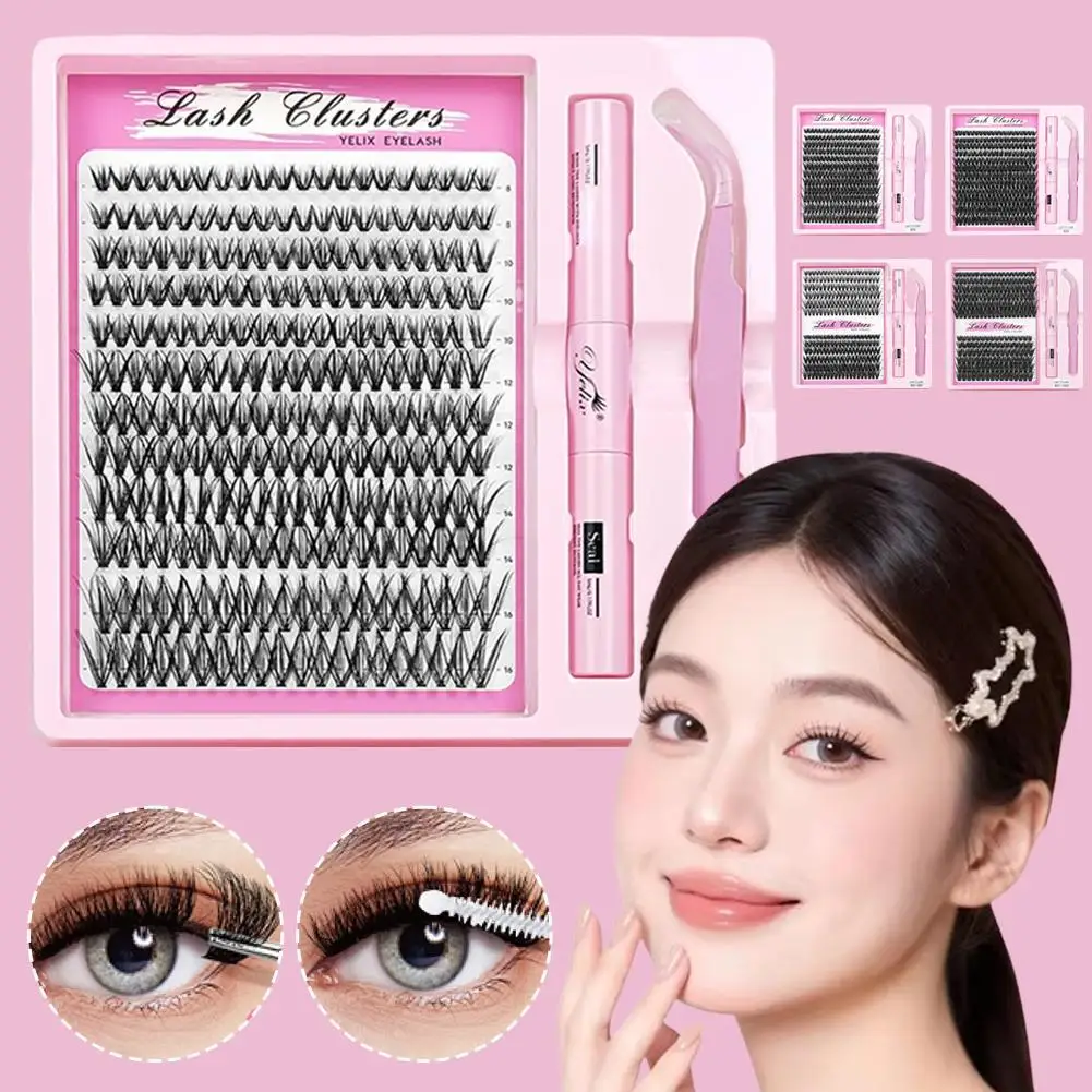 DIY Valse Wimpers Clusters Extensions Kit 30D40D Mix Lash Clusters Met Lijm Pincet Make-Up Tool