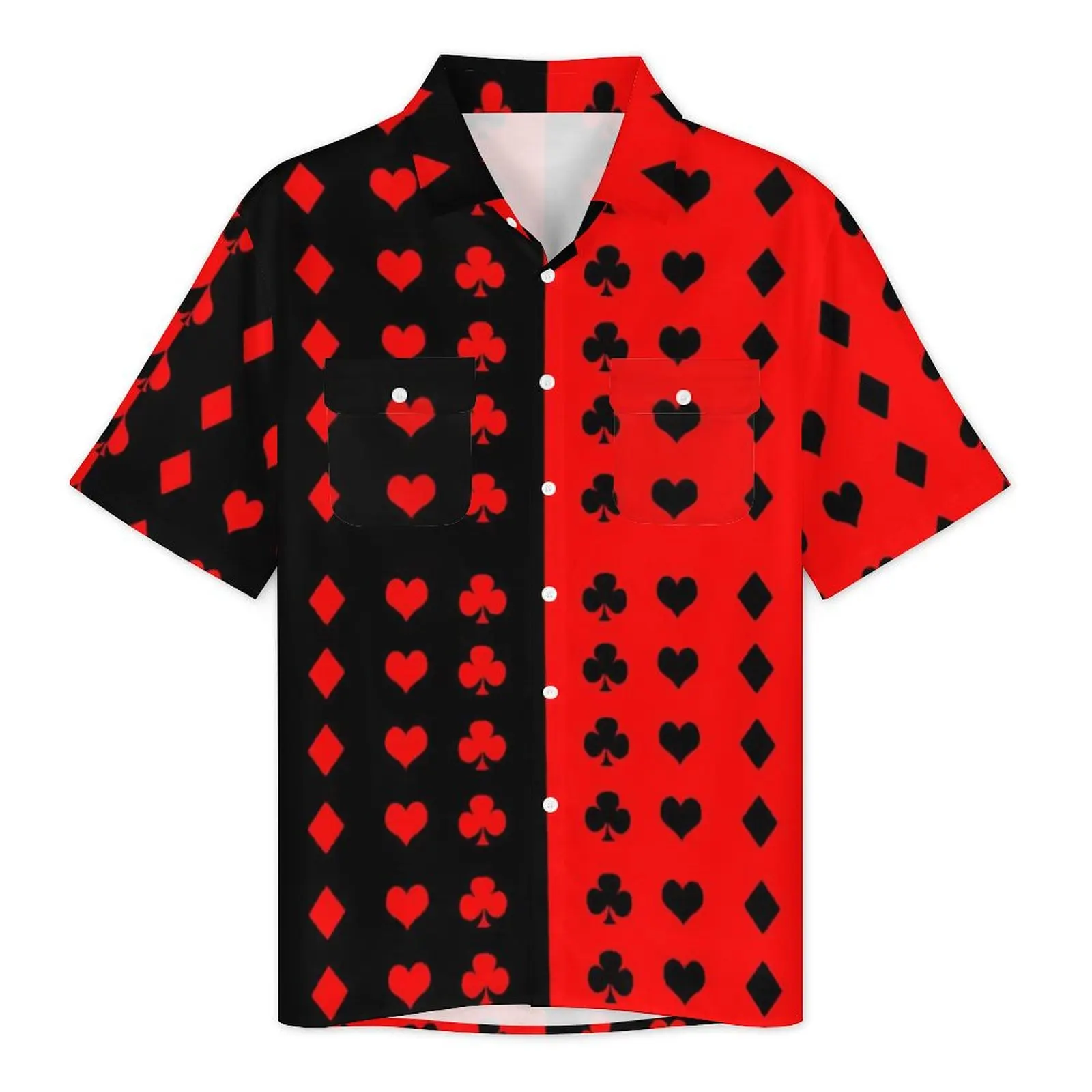 Poker Cards Vacation Shirt Men Clubs Spades Hearts Trendy Casual Shirts Hawaiian Short Sleeve Fashion Oversized Blouses Gift