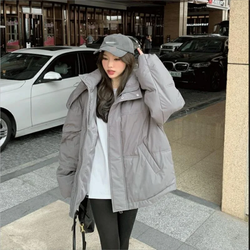 Oversize Jacket for Women Zipper Winter Hooded Parkas Loose Thick Winter Padded Cotton Coat Casual Fashion Outwear Tops