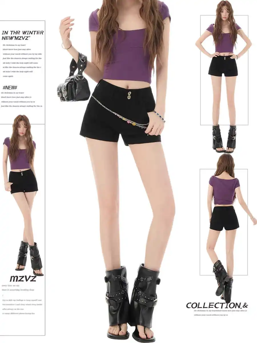 

Summer Women American Retro High Wais Denim Shorts Y2K 2000s Japanese Harajuku Streetwear Tide Jean Hot Pants kpop High Wais