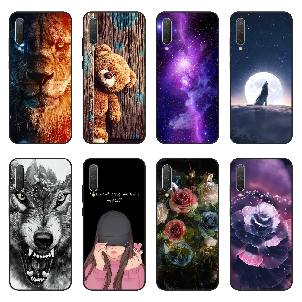 Case For Xiaomi Mi 9 Lite Case soft Silicone Printed Cover For Xiaomi Mi 9 Lite black Phone Case Cover bumper For Xiaomi Mi cc9