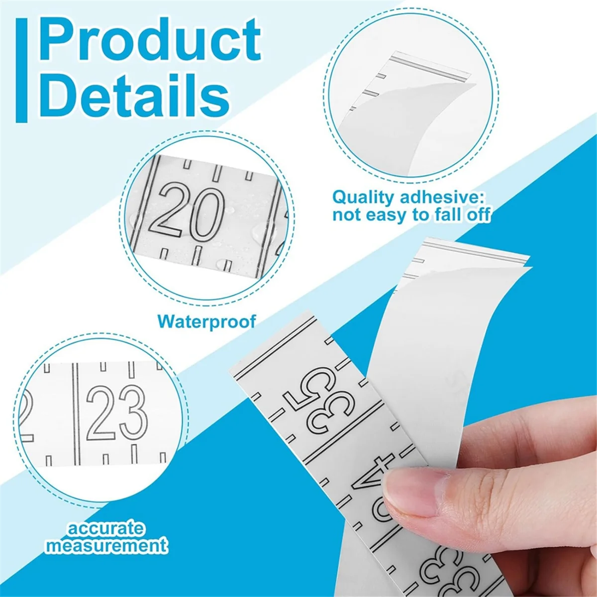 Cinta métrica de pescado AA87C de 72 pulgadas, pegatina de regla de pescado impermeable, regla de pez autoadhesiva transparente para pesca en barco