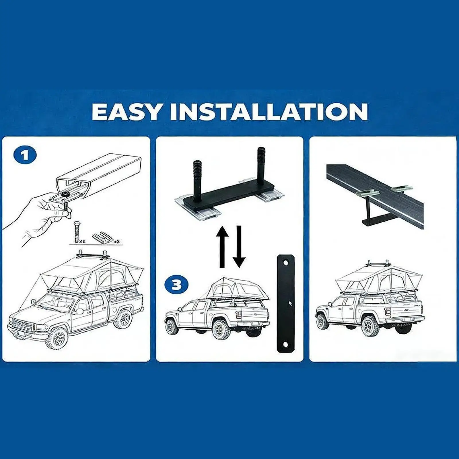 Rooftop Tent Mounting Hardware Kit with Aluminum Blocks Sturdy Attachment Adapter Kit