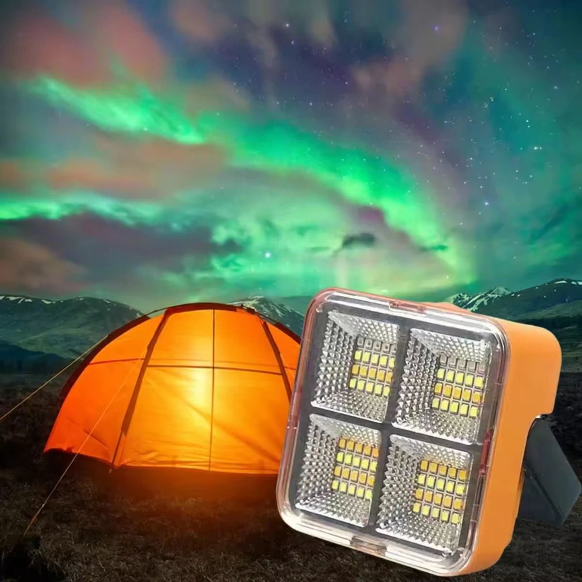 1200mAh Rechargeable Solar Camping Work Light High Capacity LED Spotlight Emergency Magnetic Tent Floodlight Outdoor Decor