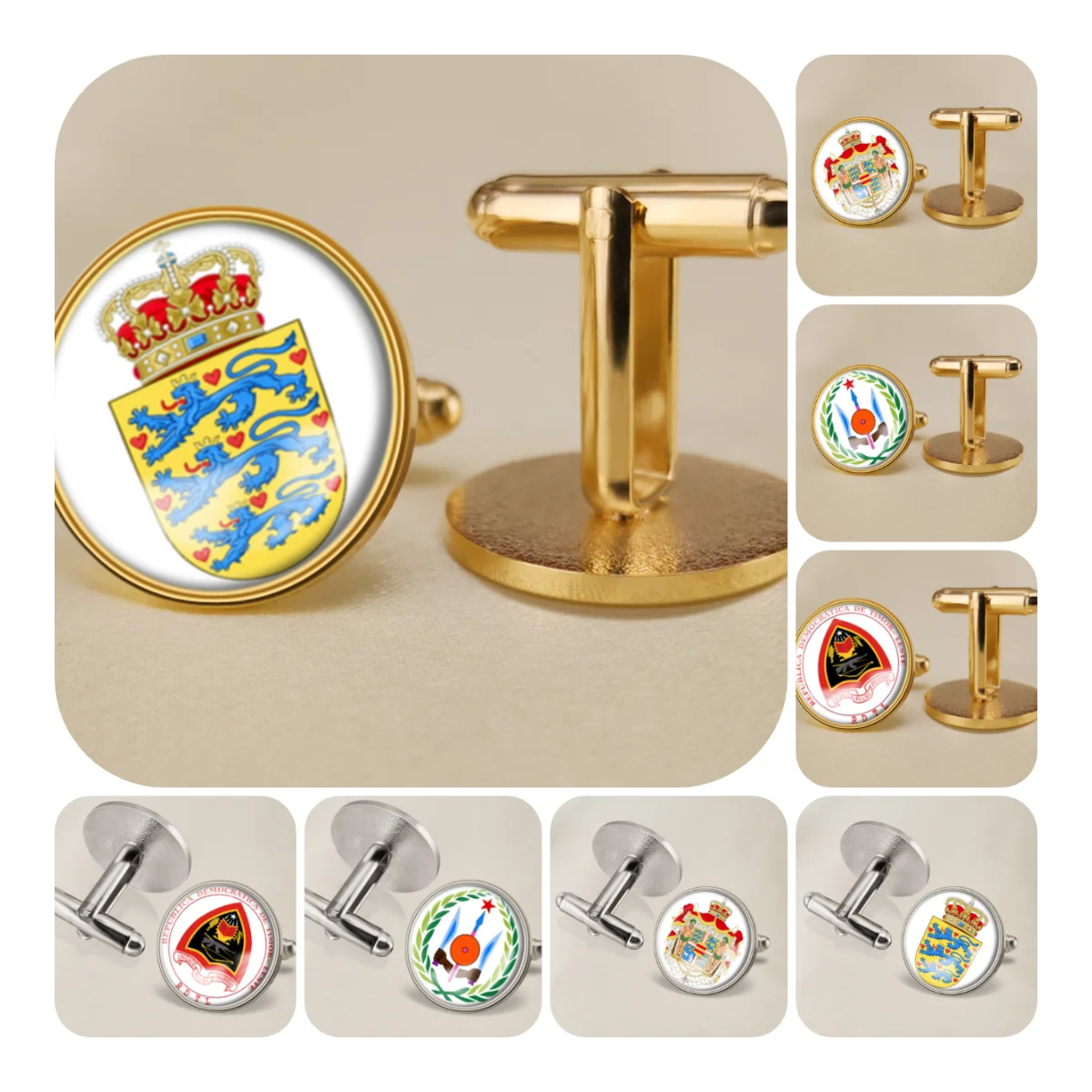 Denmark Djibouti East Timor National Emblem Flag Cufflinks