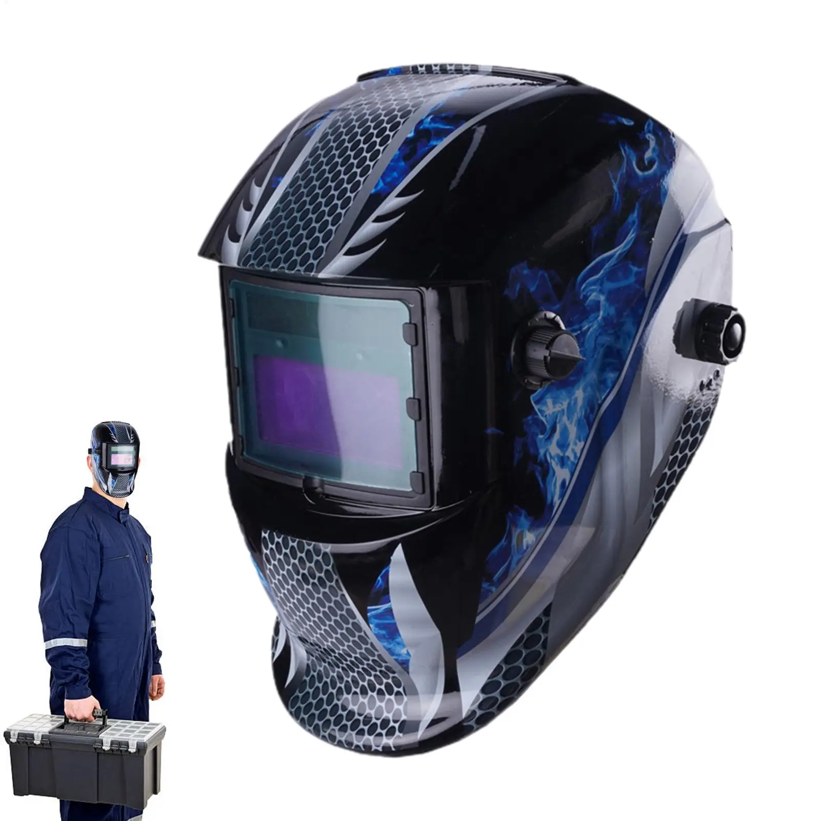 

Сварочная маска с широким экраном и автоматическим затемнением на солнечных батареях