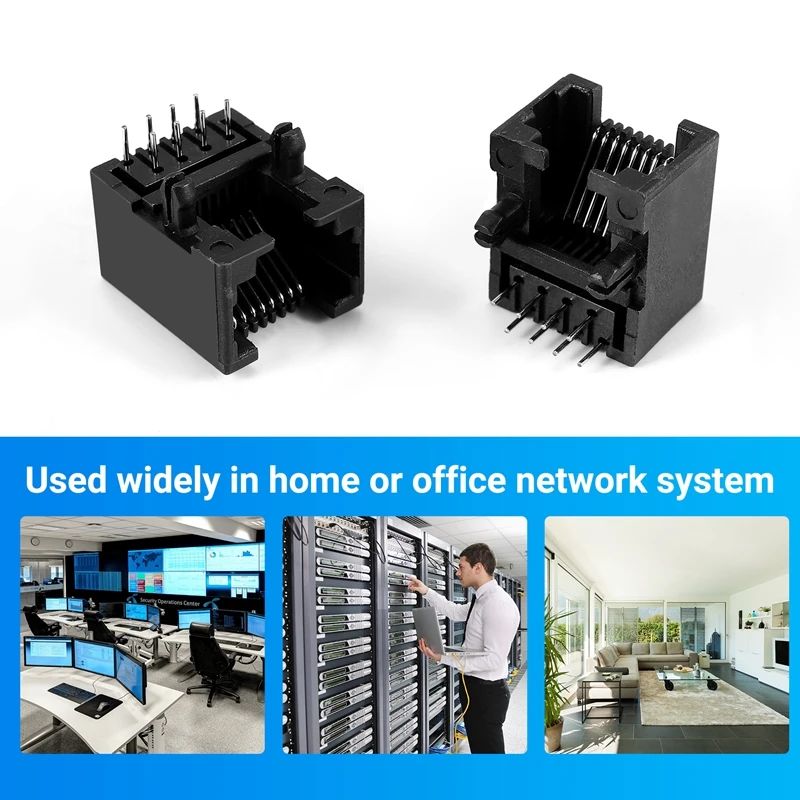 20pcs RJ45 8P8C Computer Internet Network PCB Jack Socket Black-A10G