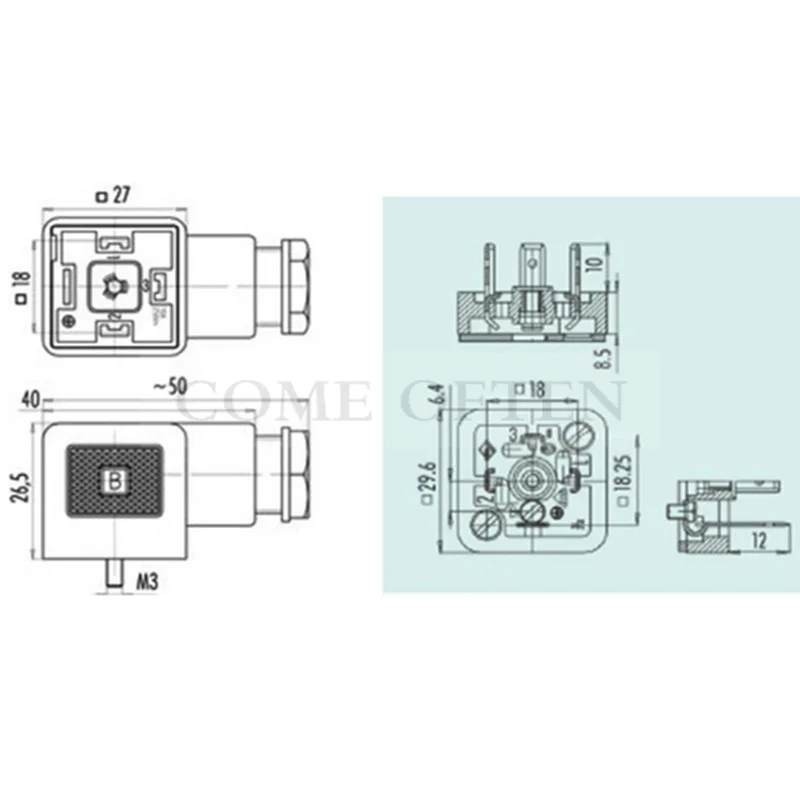 DUOC B12 Sensor Katup Solenoid Pemancar Suhu dan Tekanan Steker Konektor HSM Kecil 18Mm X 18Mm