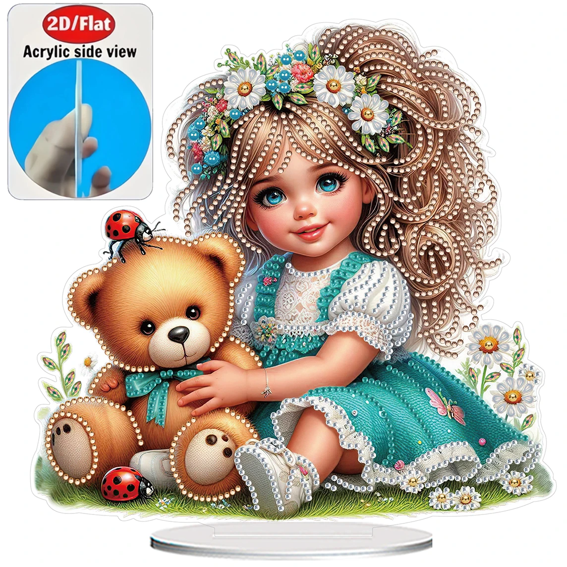 2D / Flat 1pc Cute Sign Bear Acrylic Welcome Plaque Diamond Painting Desktop Ornament Set, Shiny Wall Decor, Holiday Gift