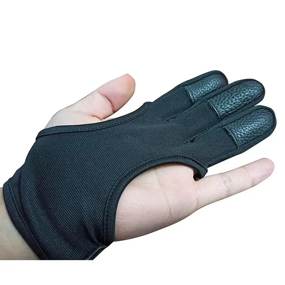 Non-Slip Three-Finger Gloves Leather Fingertip Breathable Shooting Protective Gloves Adjustable Professional Shooting Hand Guard