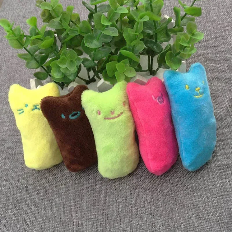 Cute Interactive Plush Cat Toy Pet Kitten Chewing Teeth Grinding Catnip Claws Thumb Bite Cat Mint Game Playing Pillow Scratcher