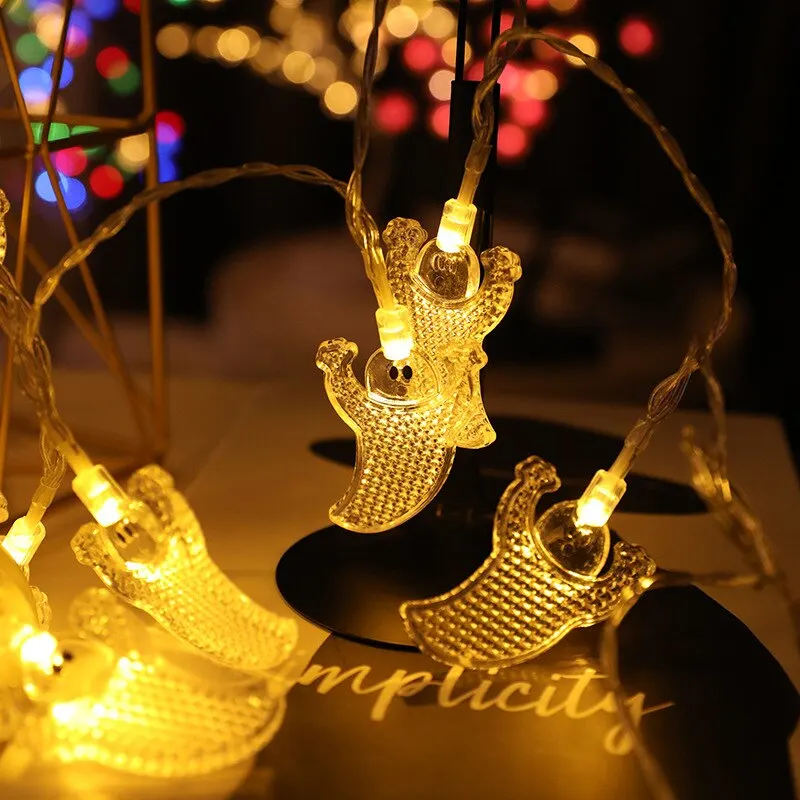 Natale ringraziamento Halloween LED String Lights Portable Pumpkin Ghost scheletri luci per Home Bar Halloween Party Decor