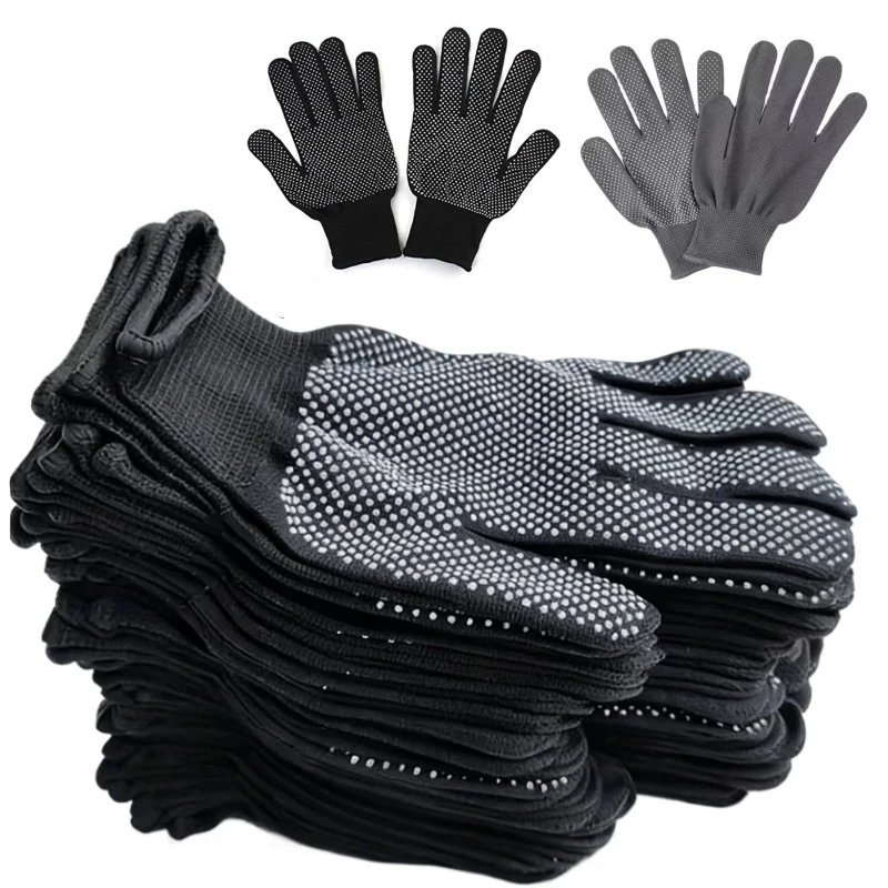 4/12/24PCS Safety Work Gloves with Anti-Slip Grip Dots Thin Lightweight Nylon Gloves for Women Gardening Cycling Working Gloves