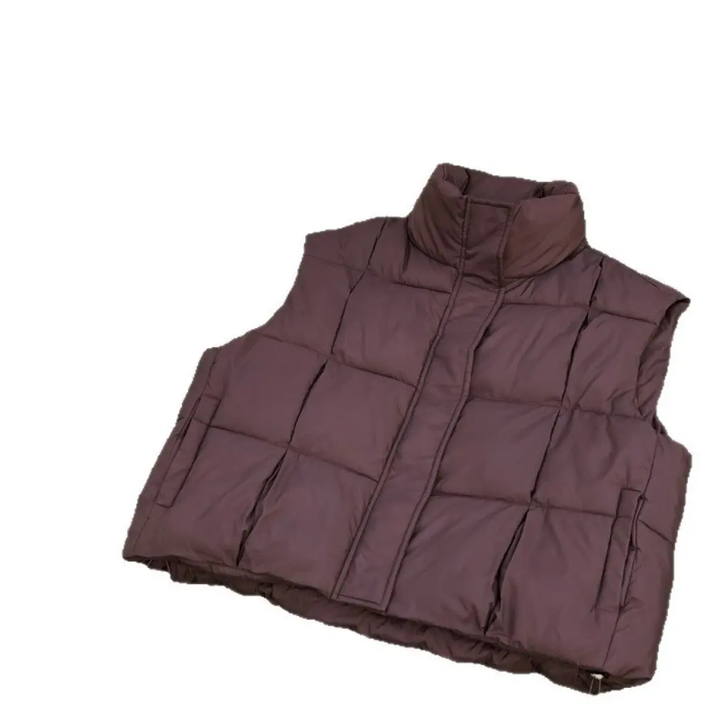 

Women's European-Style down Cotton Puff Vest Turtle-Neck Short Stand Collar plus Size Petite Thick Jacket
