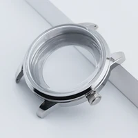 Neiton 40mm Acero inoxidable plata cócteles caja de reloj de cristal arqueado compatible con movimiento NH35 NH36 NH34 NH38 NH70 NH72