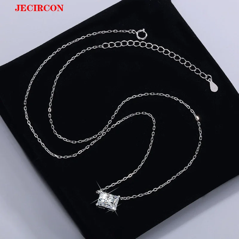 

Ожерелье с муассанитом JECIRCON1/2 карата, стерлинговое серебро S925, подвеска сияющей/изумрудной огранки, элегантные и сверкающие украшения для женщин