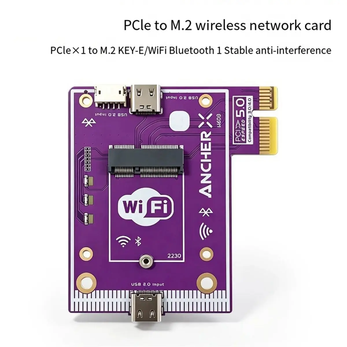 PCIe X1 to M.2 Wireless Network Card Adapter for Desktop WiFi6 / WiFi6E/WiFi 7 Bluetooth Expansion Board